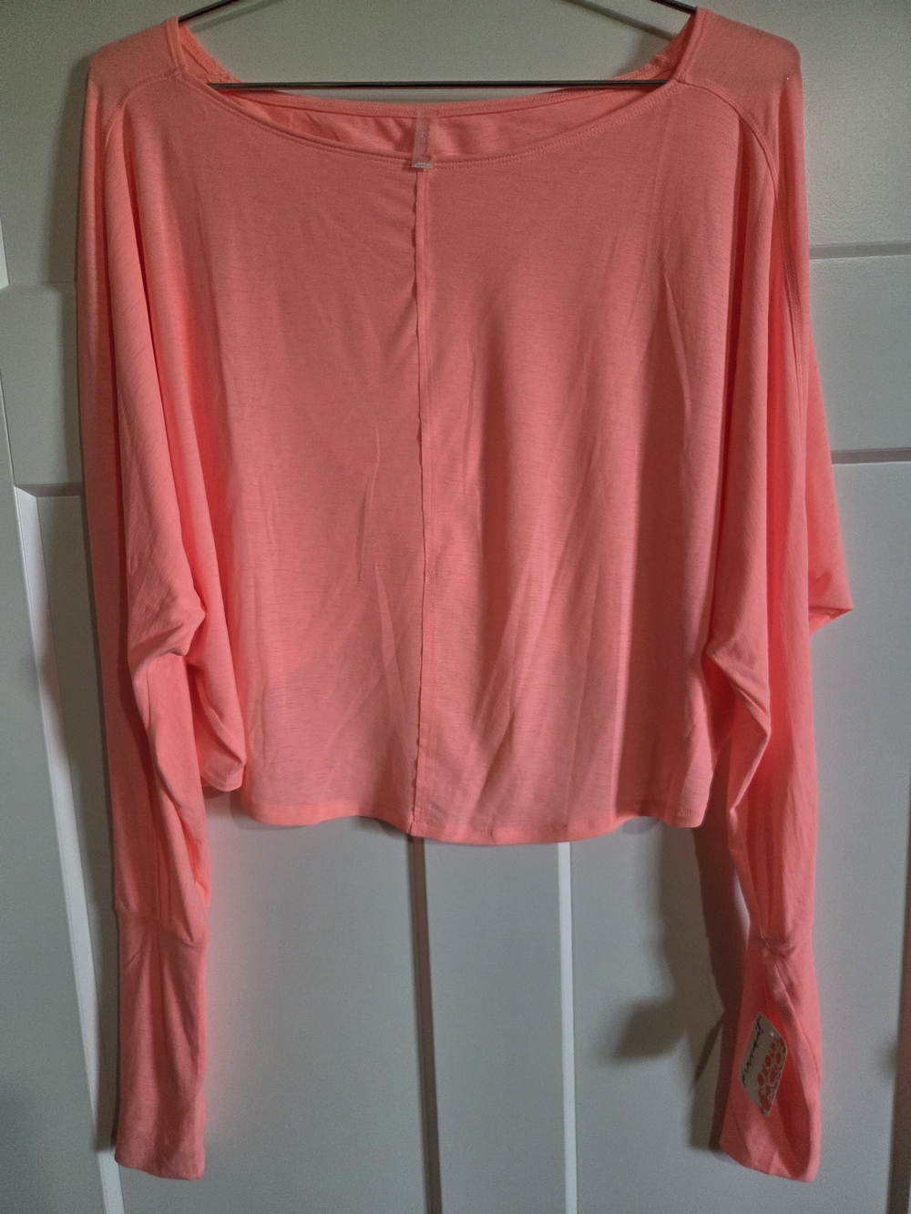 FP Movement by Free People Coral Pink Draped Long-Sleeve Crop Top